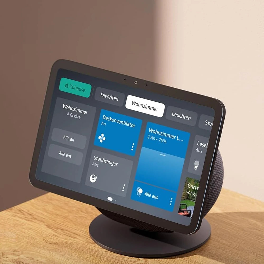 Amazon Echo Show 8 als Smart-Home-Dashboard auf dem Schreibtisch